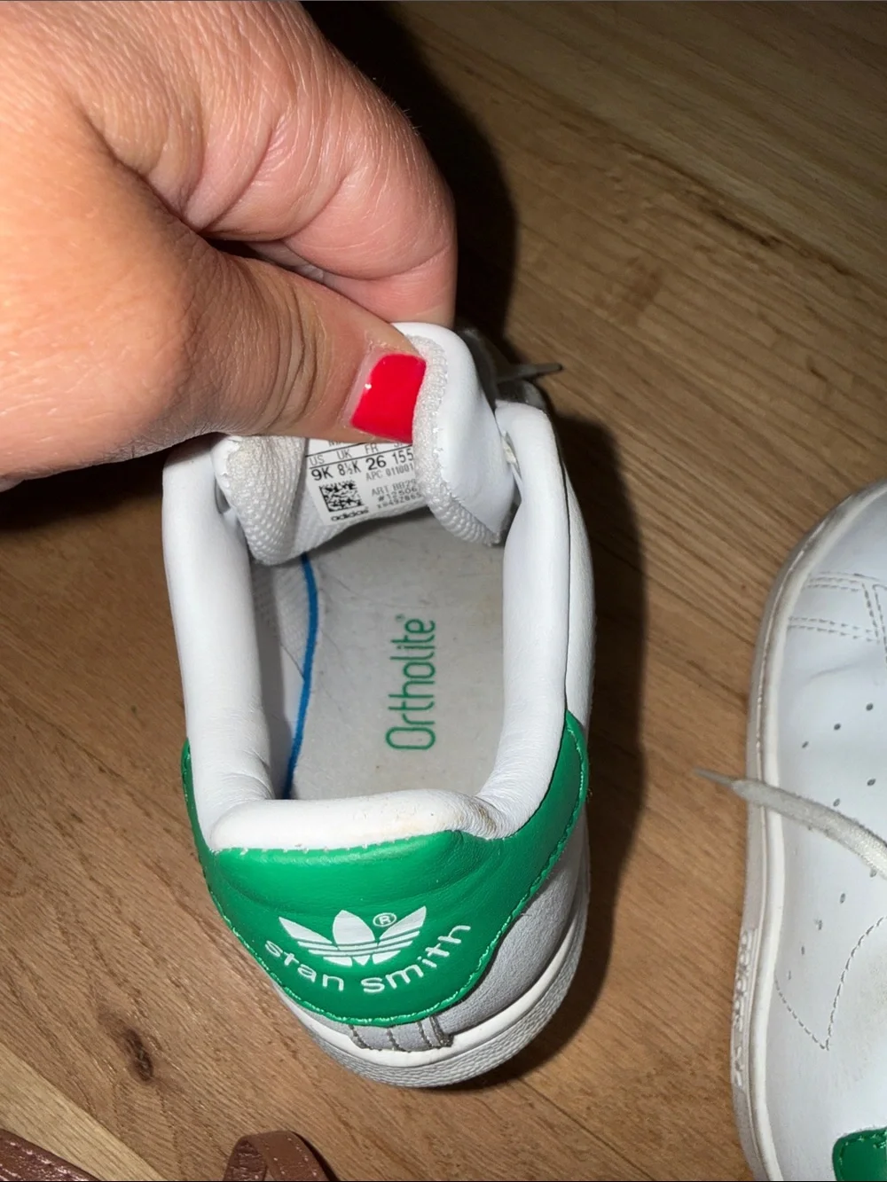 Adidas “Stan Smith” Leather Kids White and Green Tennis Ortholite Sneakers